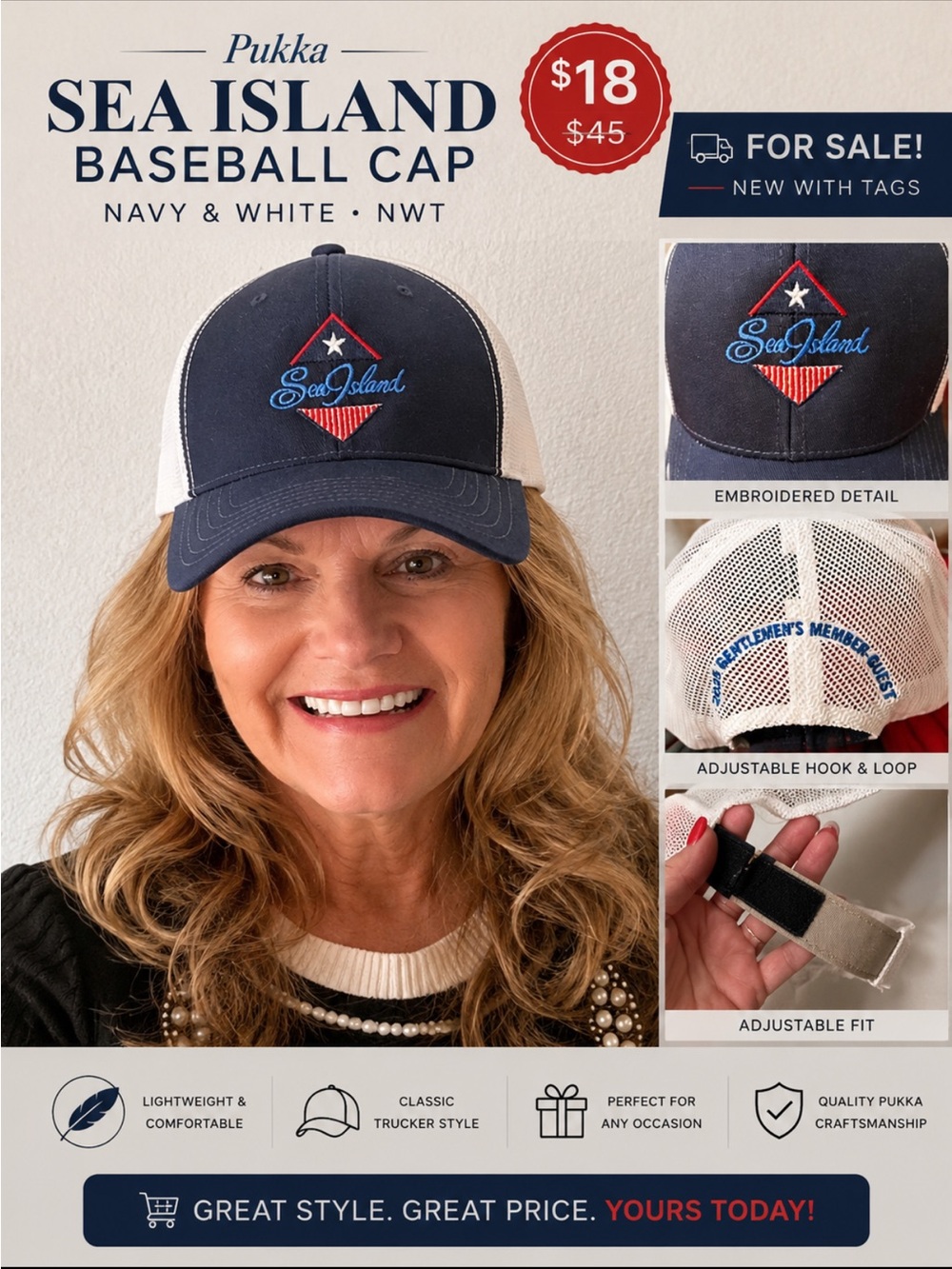 Navy and White Cap Sea Island baseball cap. NWT